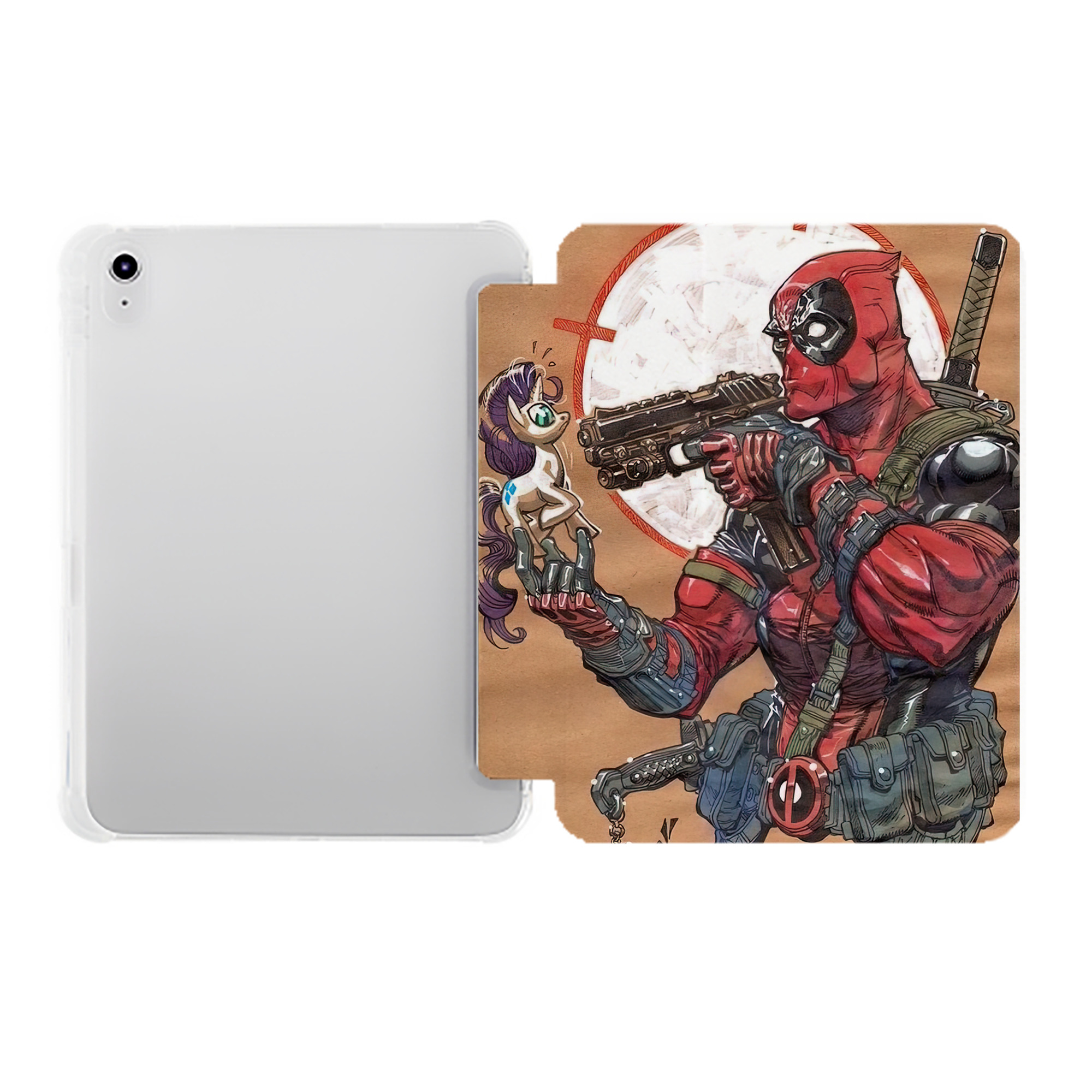 （画像用） Deadpool デッドプール IPad ケース ペン収納付き 三つ折りスタンド PUレザー×シリコン 対応機種9.5/10.5/10.9インチ